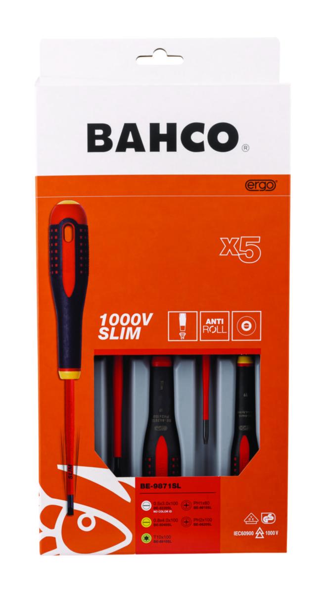 Skrutrekkersett Bahco BE-9871SL 1000V - Skrutrekkersett BE-9871SL Bahco Ergo Slim VDE 5pk 1000V
