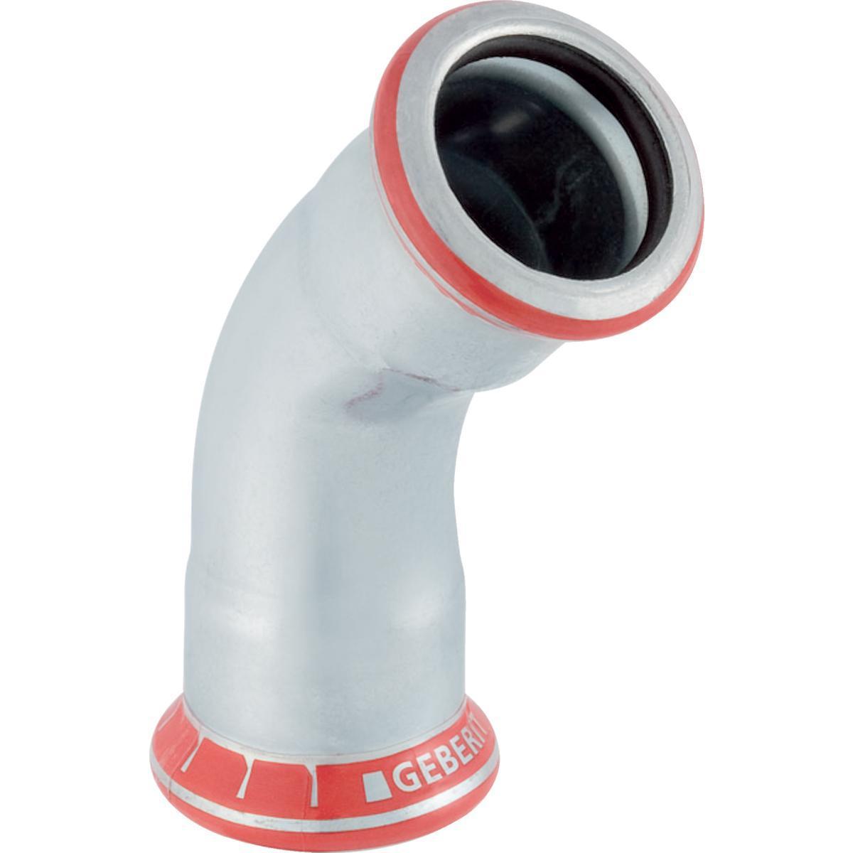 Bend 45º m/2 muffer galvanisert, Mapress - 28mm x45 galv bend m/2 muffer Mapress