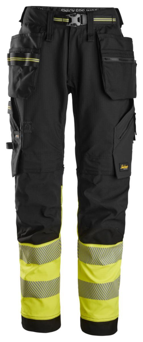 Håndverksbukse Snickers® 6934 HiVis kl.1 - Håndverksbukse Snickers 6934 HiVis kl.1 svart/gul str C50