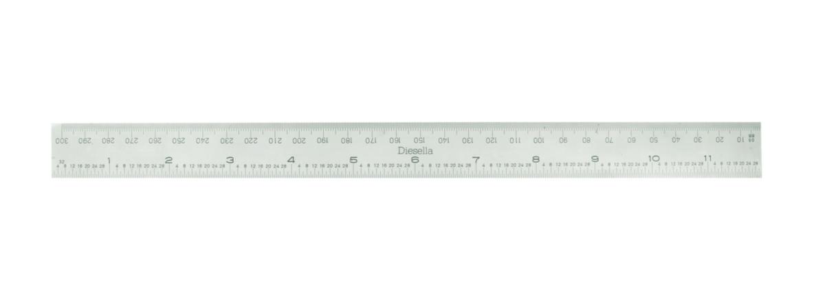 Stållinjal  Diesella 300mm - Linjal forkrommet matt Diesella 300mm