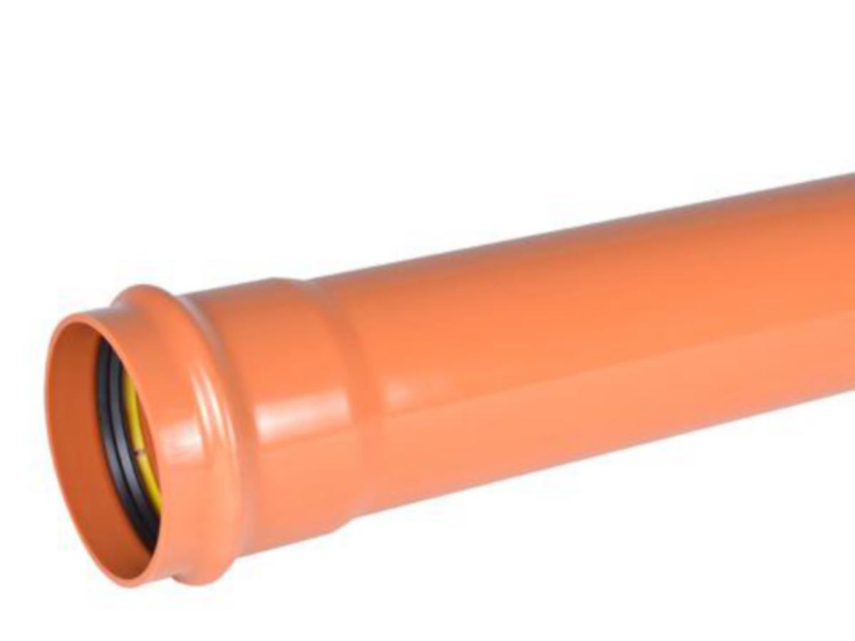160 mm pvc avløpsrør rødbrun sn8 m/sewerlock lgd = 6 mtr ...