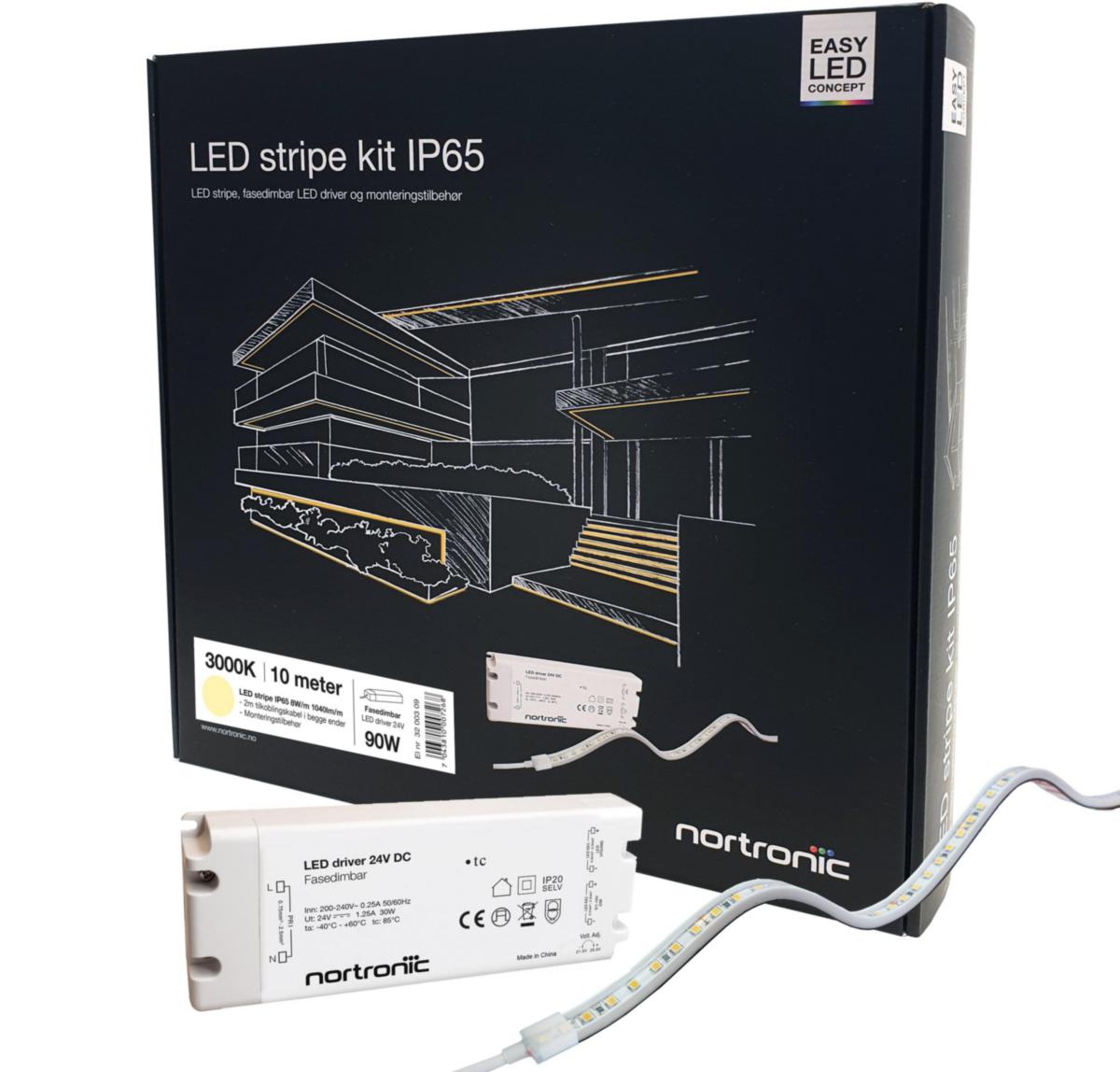 LED stripe Nortronic KIT 24V IP65 - LEDstrip KIT 24V 830 8W 1040lm 10m IP65