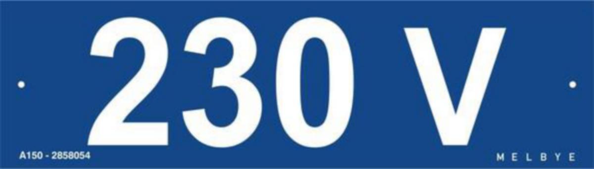 Varselskilt Melbye Spenning - Skilt A150 spenning 230V