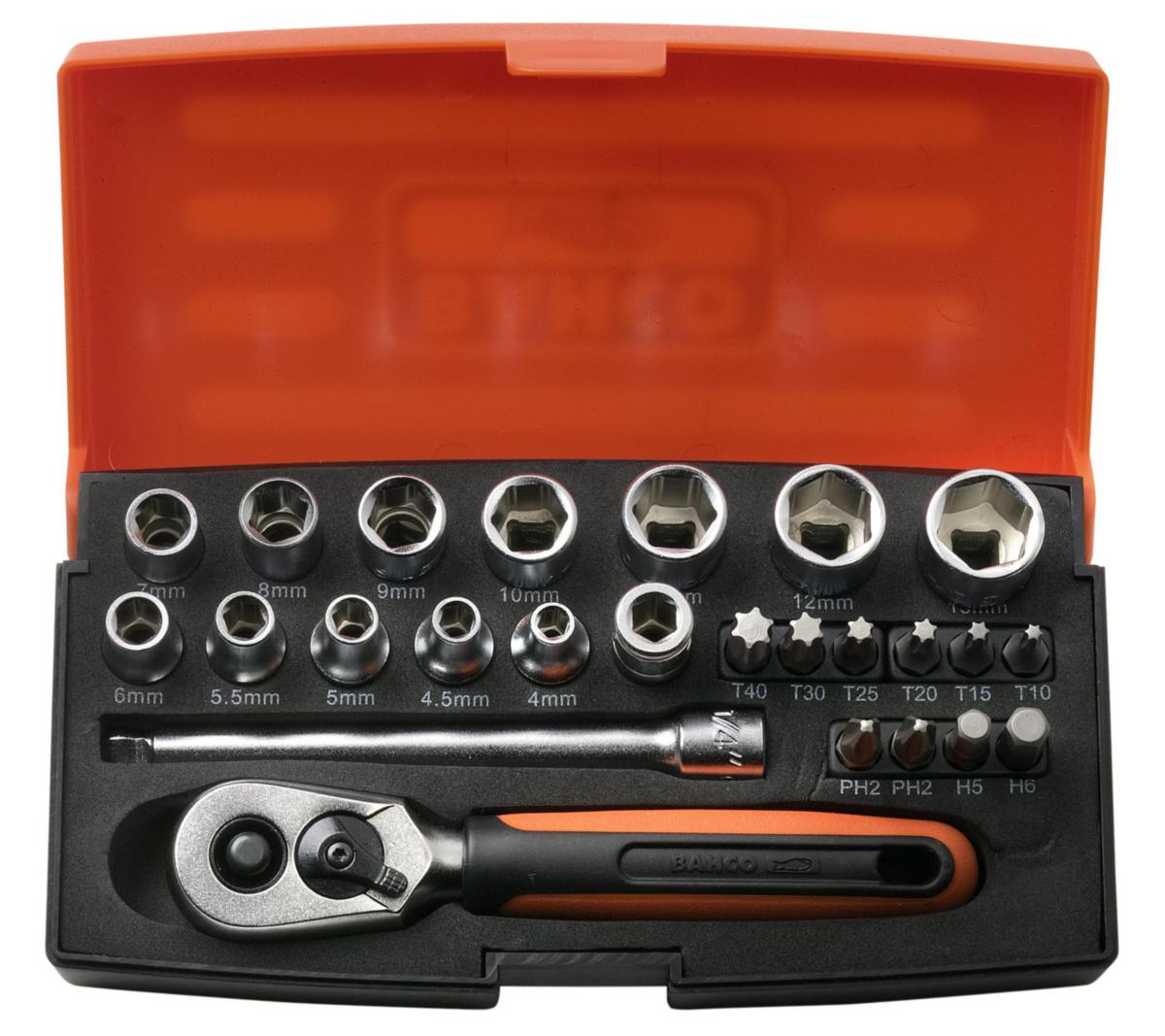 Pipenøkkelsett 1/4" SL25 Bahco - Pipesett SL25 Bahco 1/4" 25 deler koffert