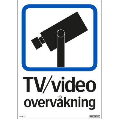 Skilt TV/video overvåkning Systemtext 148x210 mm Plast