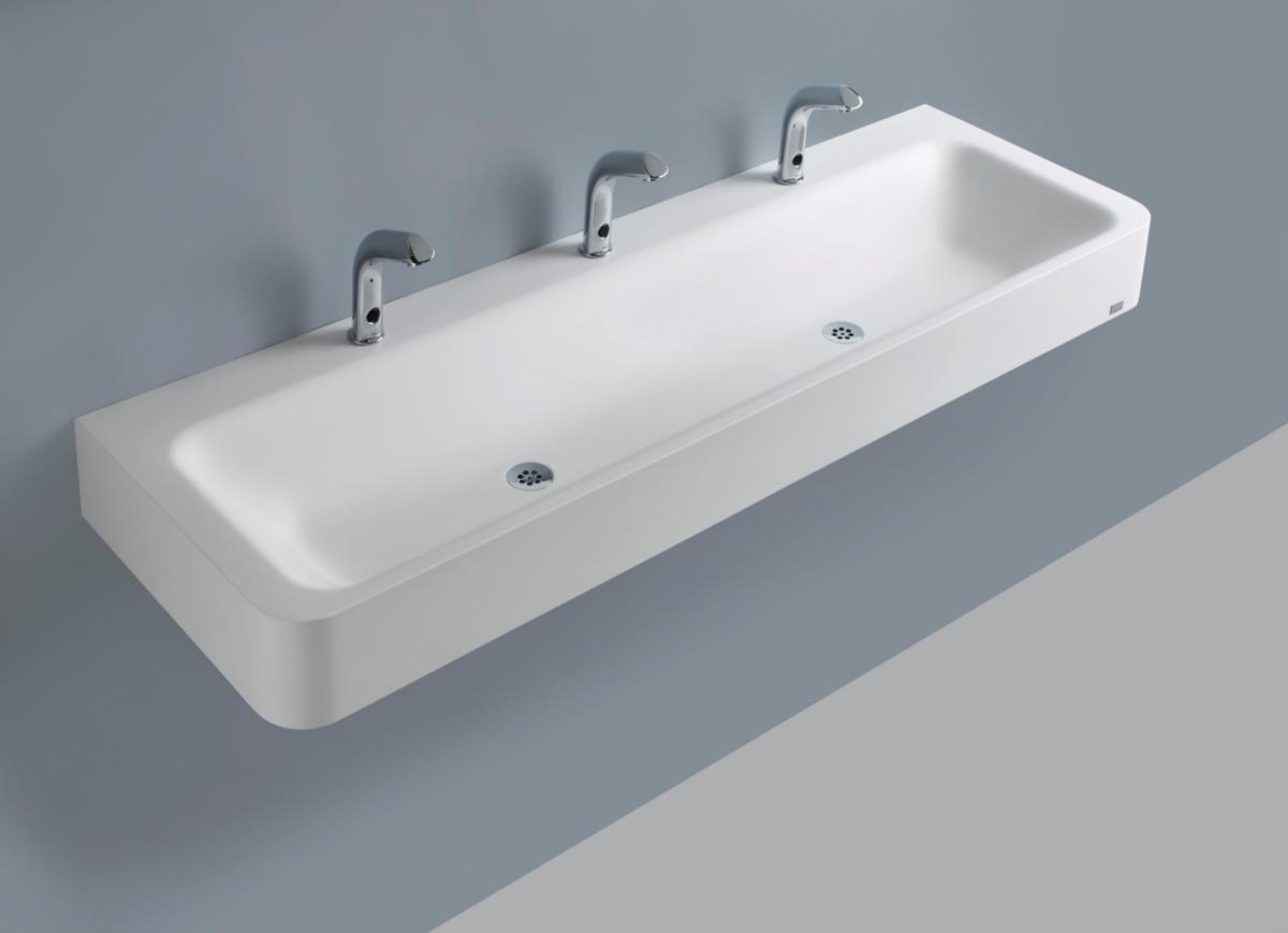 Vaskerenne Slim, Noas - Noas Vaskerenne 1600x430x150 Hvit Corian. 4 kranhull. slim