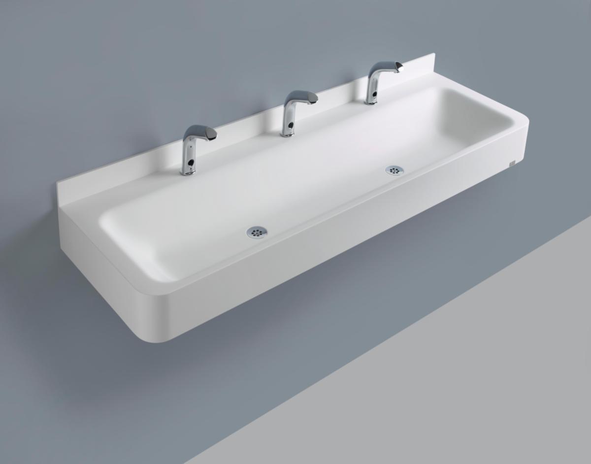 Vaskerenne m/kant, Noas - Noas Vaskerenne 1600x510x230 Hvit Corian. 4 kranhull m/kant