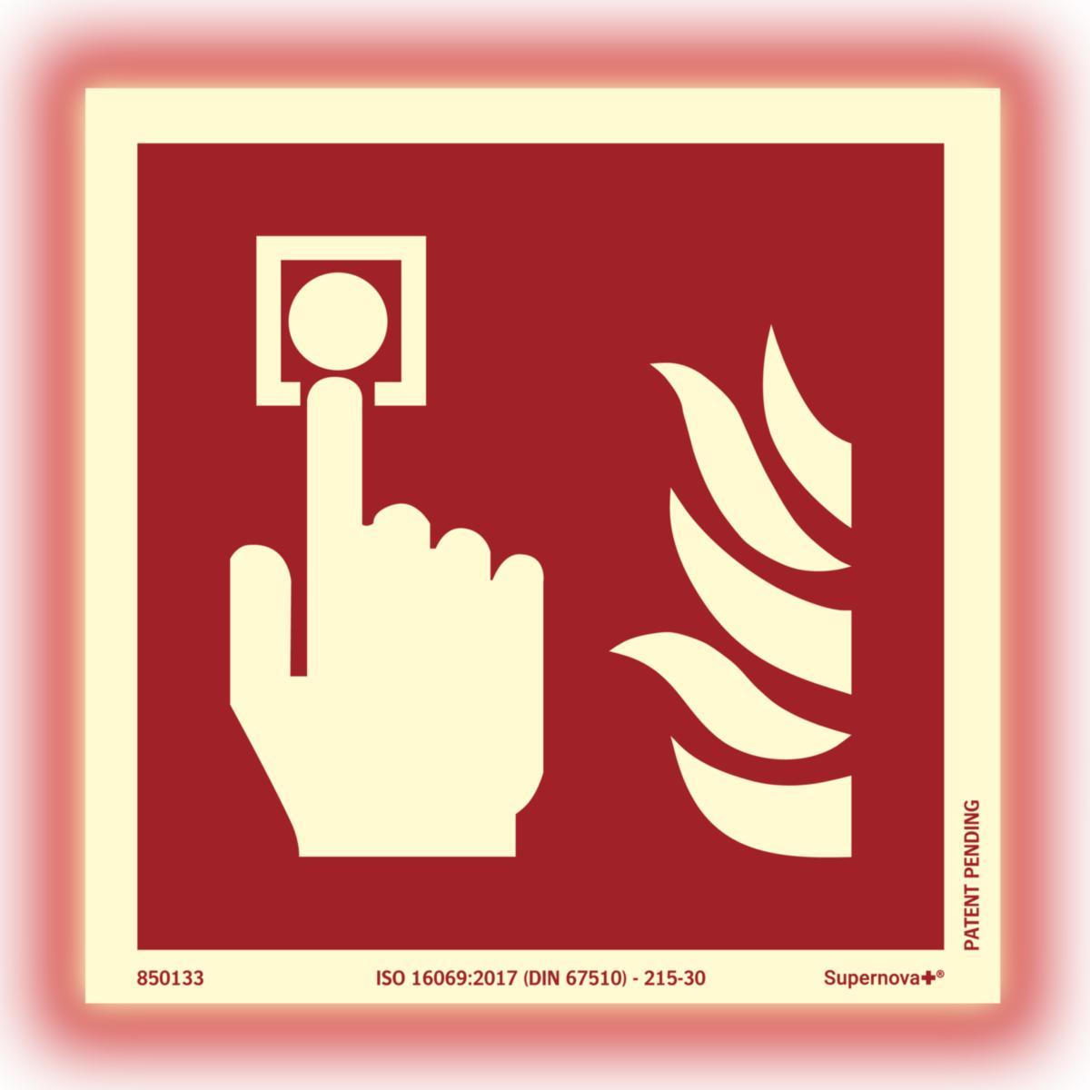 Skilt Systemtext Supernova+® Brannalarm - Skilt Supernova+ Brannalarm Systemtext 150x150mm Alu