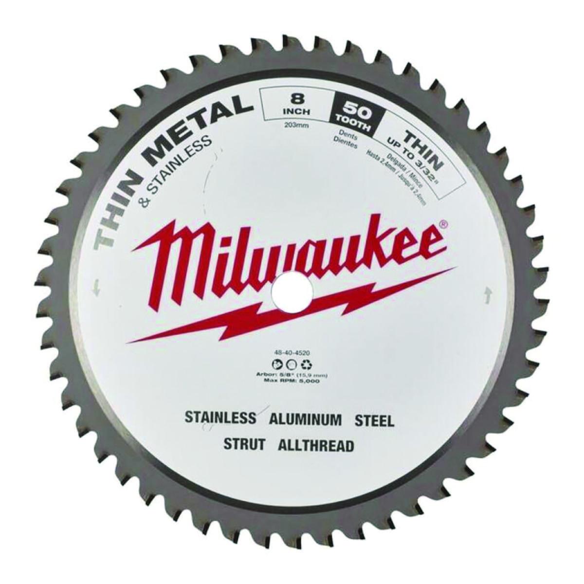 Sirkelsagblad Milwaukee Metall - Sirkelsagblad thin metall Milwaukee Ø203x5/8x1.8mm 50T