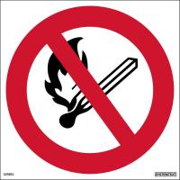 Skilt Systemtext Røyking og bruk av åpen ild forbudt