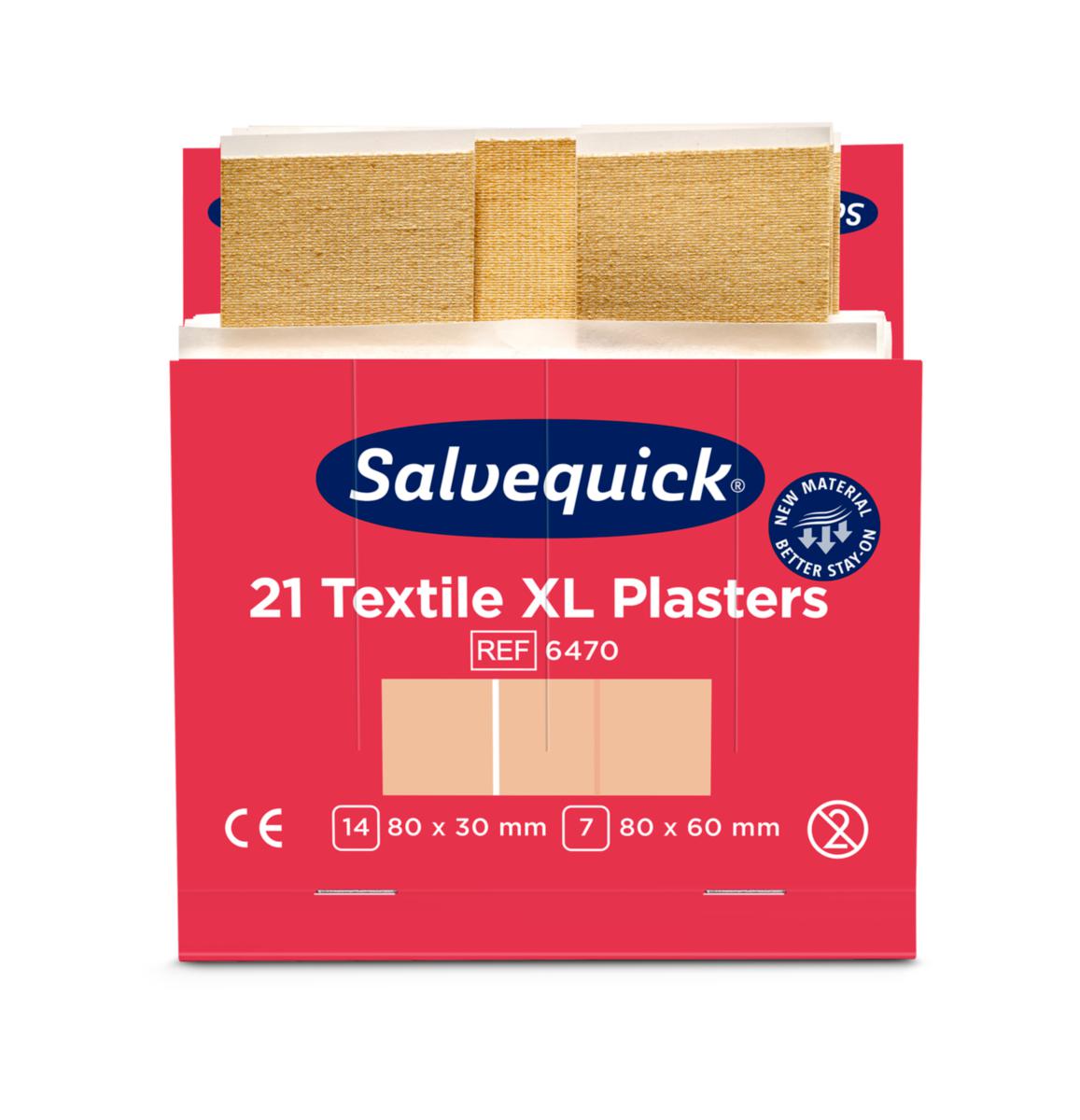 Plaster Salvequick® tekstil XL - Plaster Salvequick Textile XL 80X30mm / 80X60mm nøytral 21pk