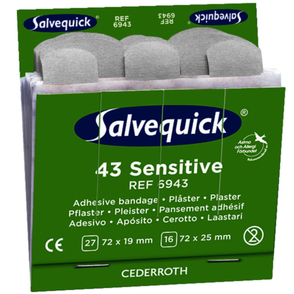 Plaster Salvequick® Sensitive - Plaster Salvequick Sensitive 72X19mm / 72X25mm hvit 43pk