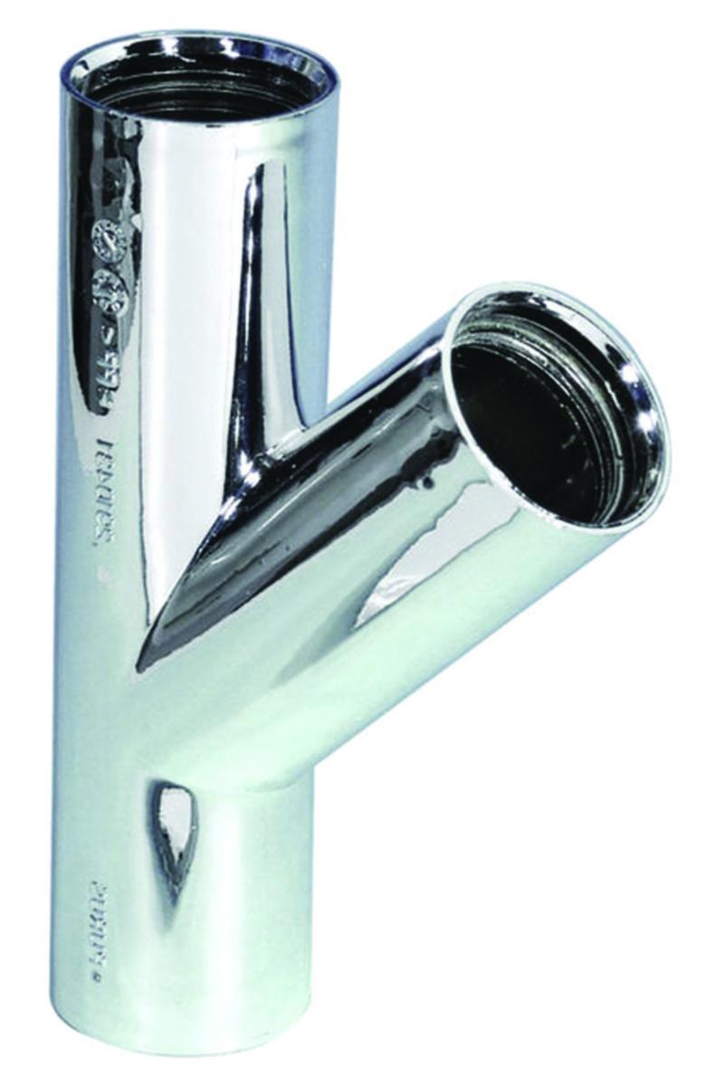 Grenrør 45°, innstikk PP krom, Purus - 32 mm 45 ° grenrør fkr. Purus