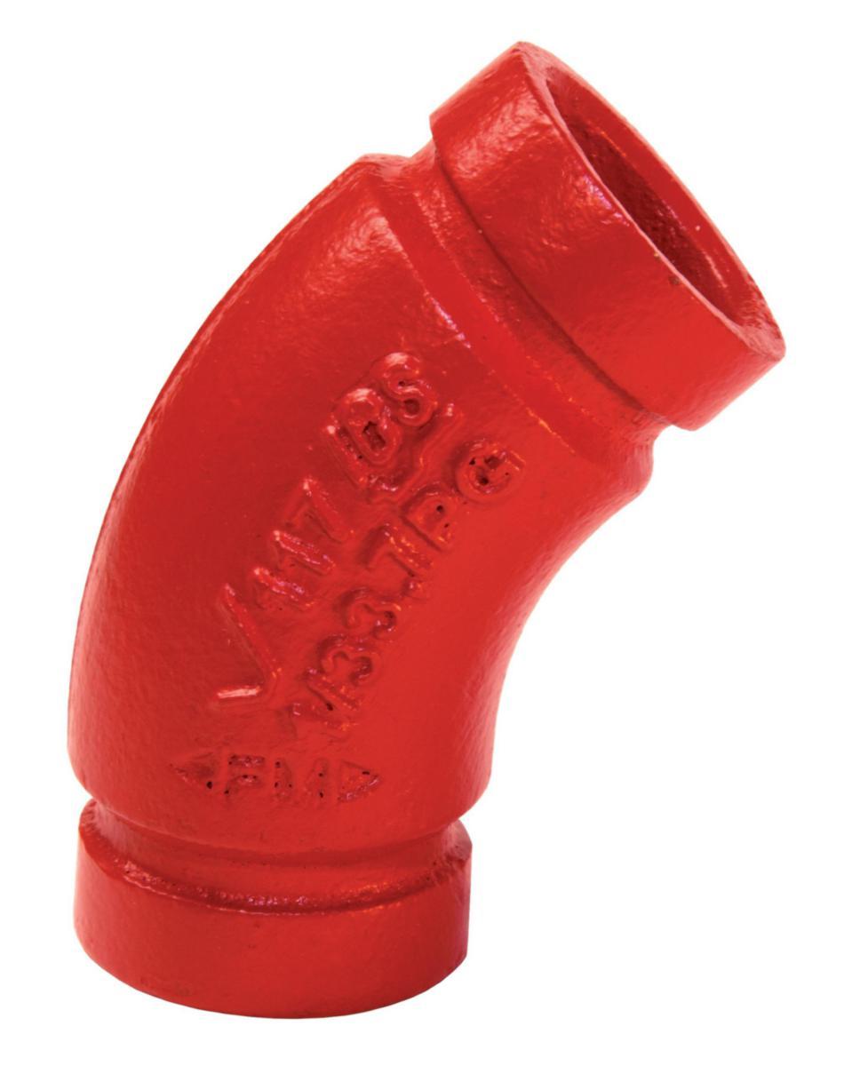 Bend rillet 45º, Vic 117 Victaulic® IGS™ - 33.7mm bend 45 rød IGS 117 med rillede ender