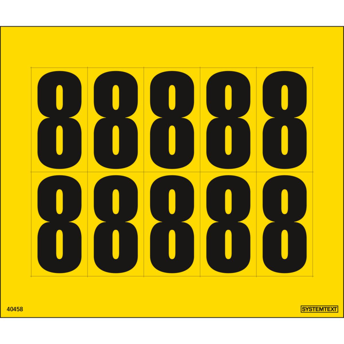 Dekal Systemtext Tallmerking nummer "8" 10 stk/ark - Tall merking 45mm Nummer 8 Systemtext 165x140 mm 10st/ark