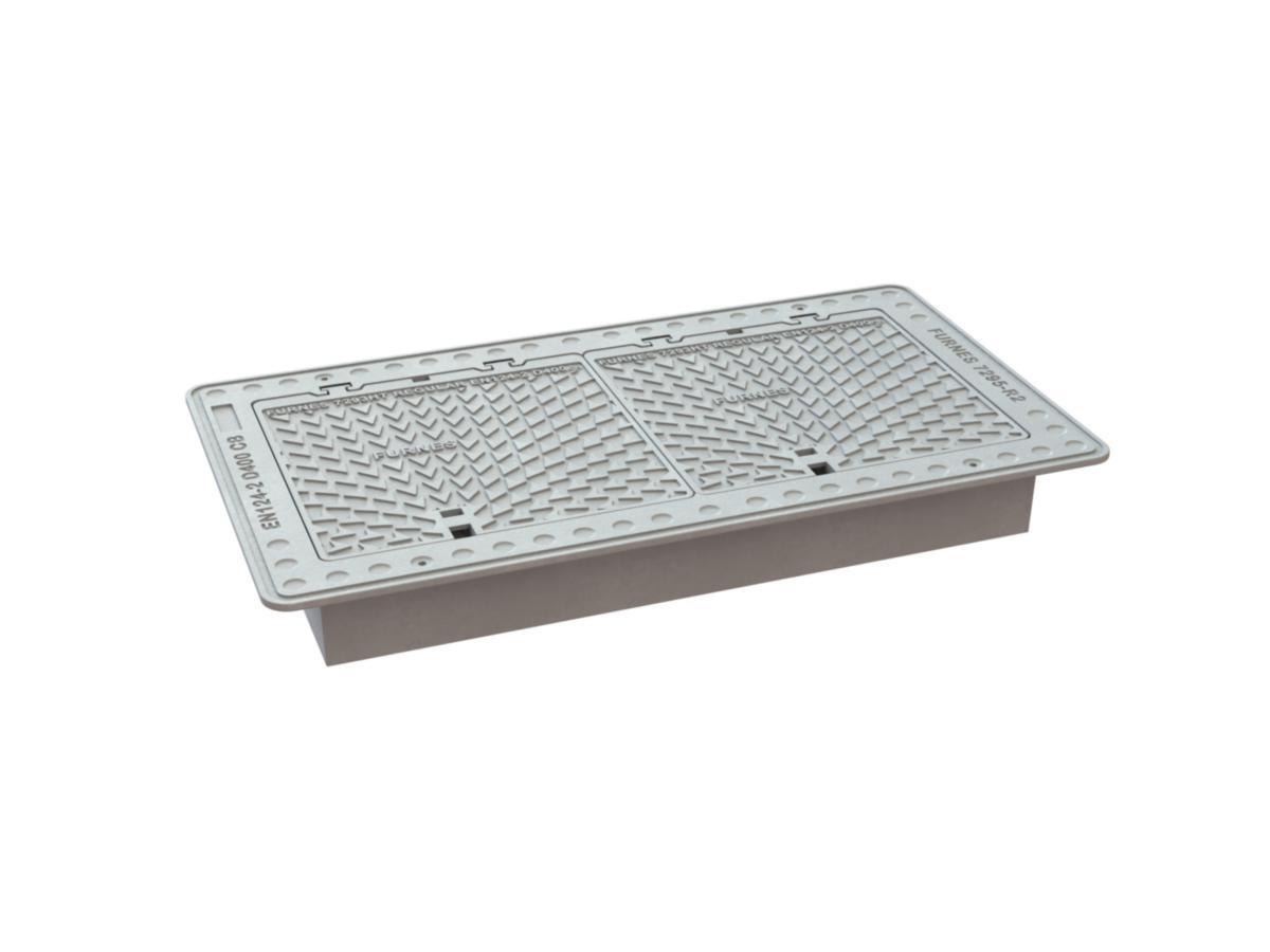 Flytende ramme med lokk f/trekkekum TK-2. Furnes - Flytende ramme m/2 lokk og lås Regular f/TK-2 Trekkekum