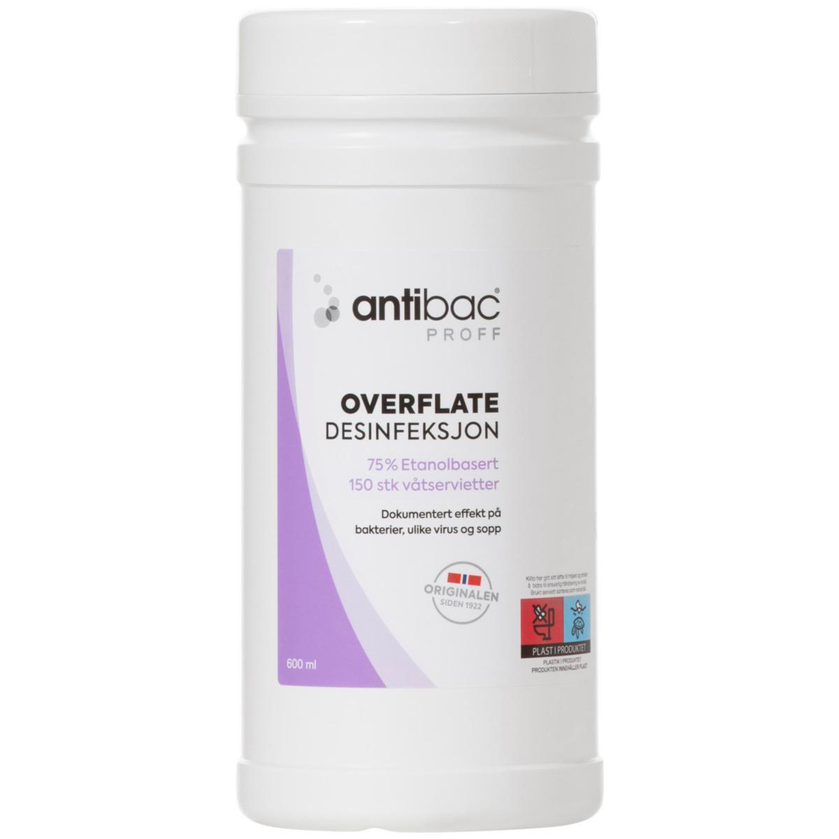 Våtserviett antibac® 75% Overflatedesinfeksjon - Våtserviett 75% 150pk Antibac Overflatedesinfeksjon
