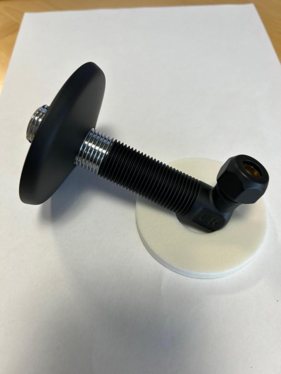 Albue m/dekkskive svart, Roth - 1/2" x 10 mm Roth albue sort med dekkskive