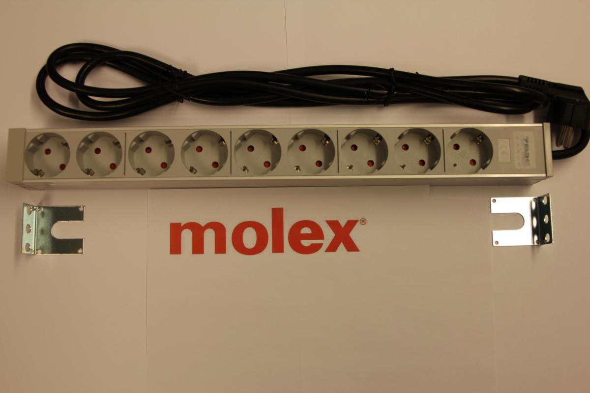 Strømlist 19" Molex Knutsen - Strømlist 19" 1U 9P 16A