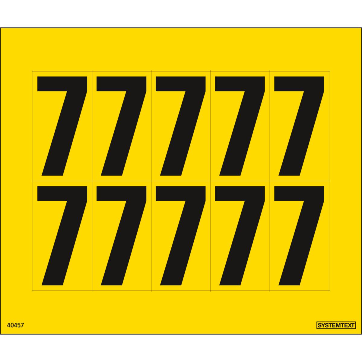 Dekal Systemtext Tallmerking nummer "7" 10 stk/ark - Tall merking 45mm Nummer 7 Systemtext 165x140 mm 10st/ark