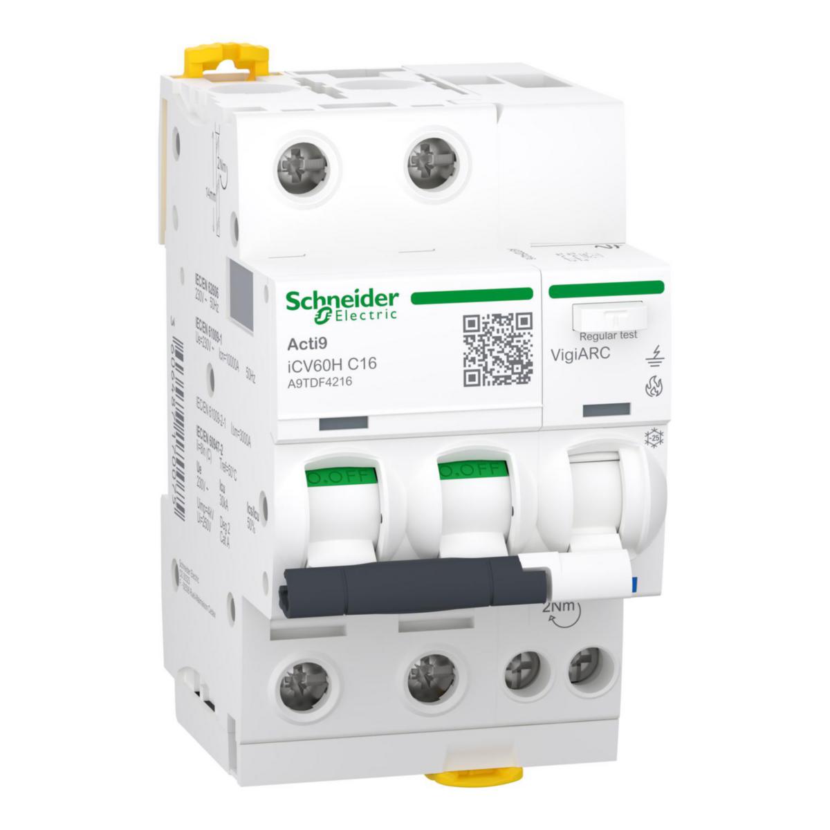Lysbuevern Acti9 iCV60H 2P C RCBO AFDD - Acti9 iCV60H ARC 2P C 16A 30mA