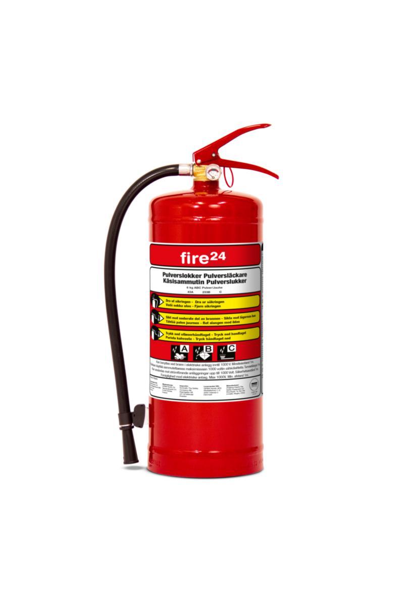 Brannslukker Fire 24 Pulver ABC 6kg - Brannslukker pulver PE6XN Fire Housegard ABC 43A 233B C 6kg