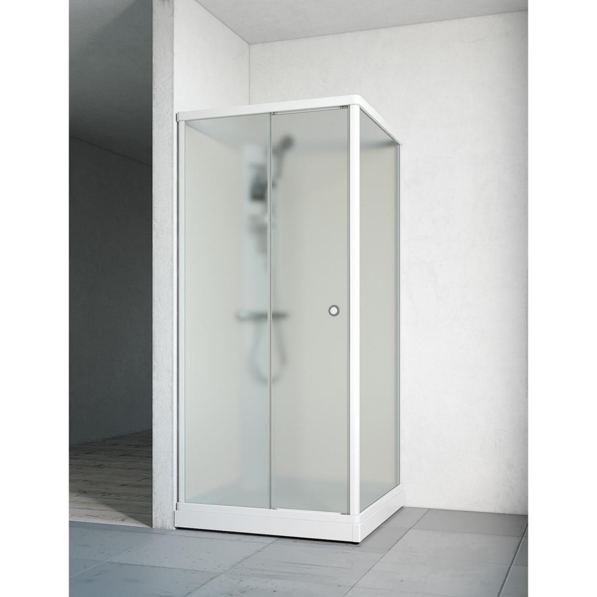 Dusjkabinett Flow front sidevegg, Macro - Macro Flow Front sidev. 91x91 Hvit, ice/frostet glass
