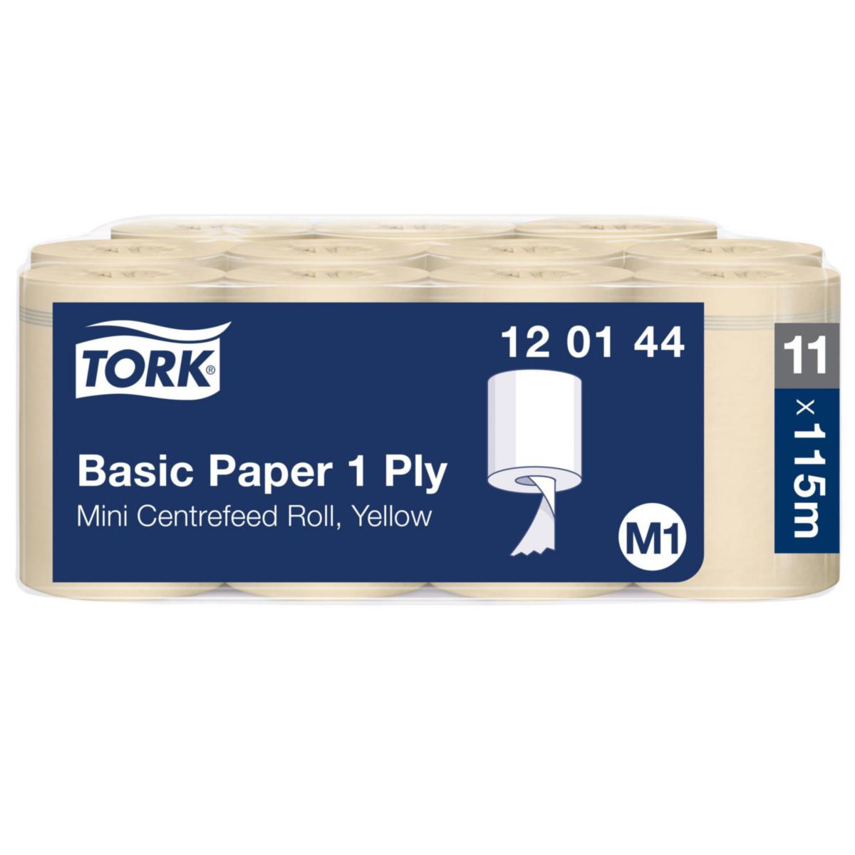 Tørkerull Papir Tork M1 - Tørkerull Universal Basic Tork 115m gul M1