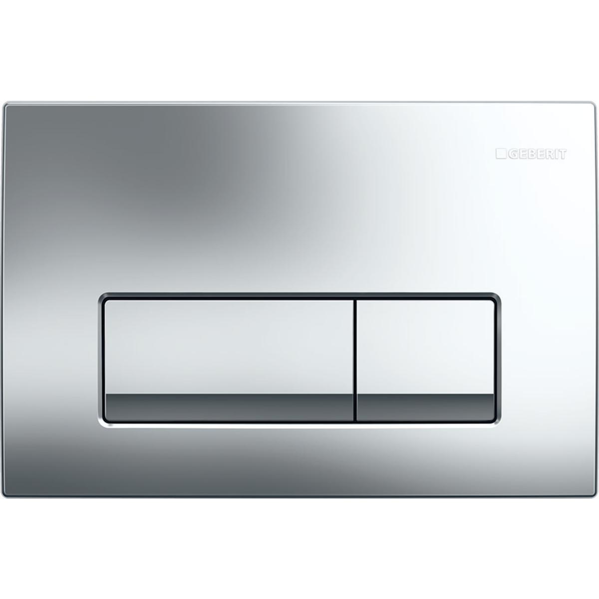 Betjeningsplate Delta 50, Geberit - Betjeningspl. Delta50 bl.chrom Dobbeltskyll 246x164x23mm