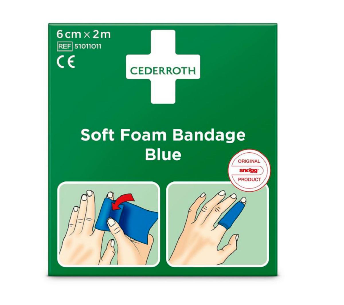 Plaster Cederroth Soft Foam 2m rull - Plaster Cederroth Soft Foam 6cmX2m limfritt blå