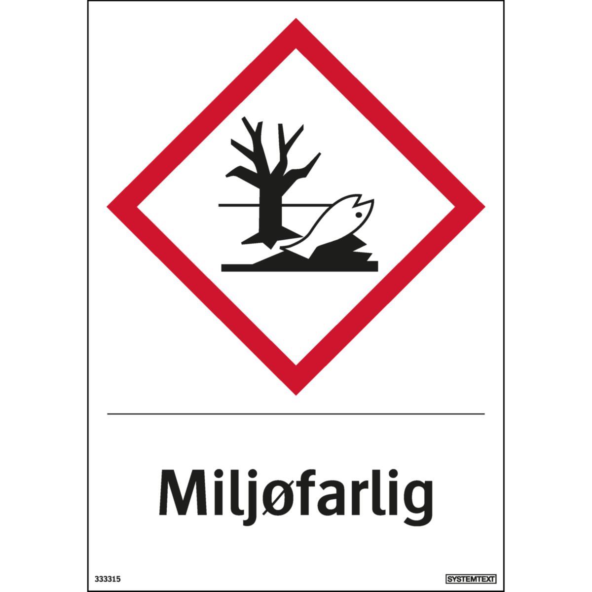 Dekal Systemtext "Miljøfarlig" - Dekal Miljøfarlig Systemtext 148X210mm