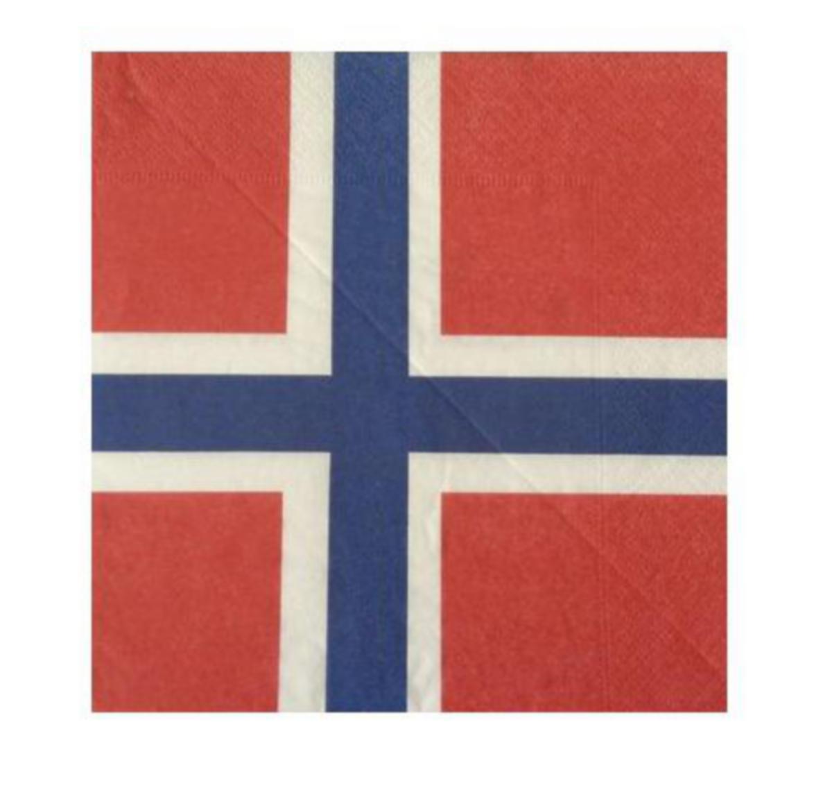 Serviett Nordic Season 3-lag - Serviett Flagg 17. mai Nordic Brands 20pk