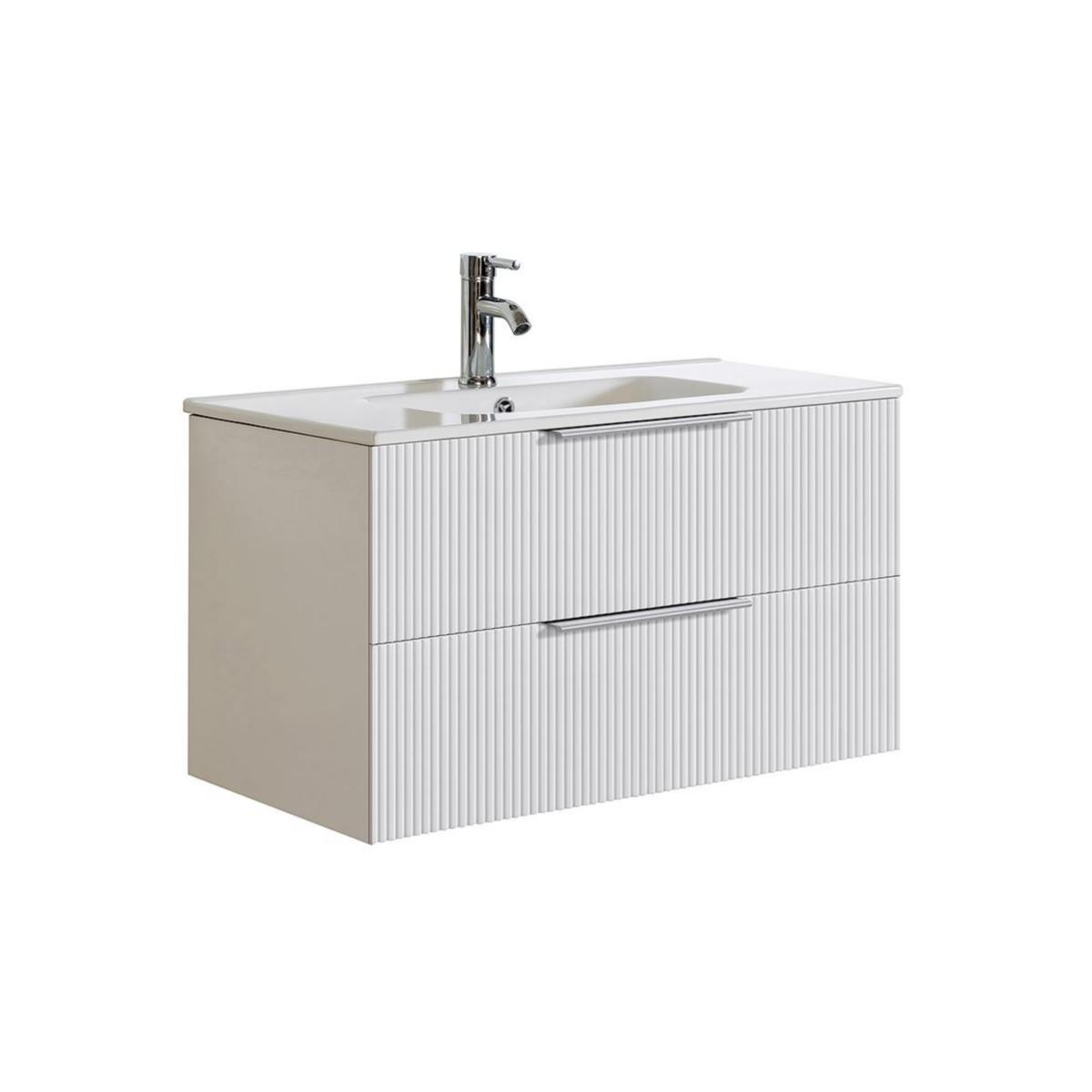Servantskap Fovere Ribb matt hvit, a-collection - a-coll Fovere Ribb servantskap B80 matt hvit 2 skuffer