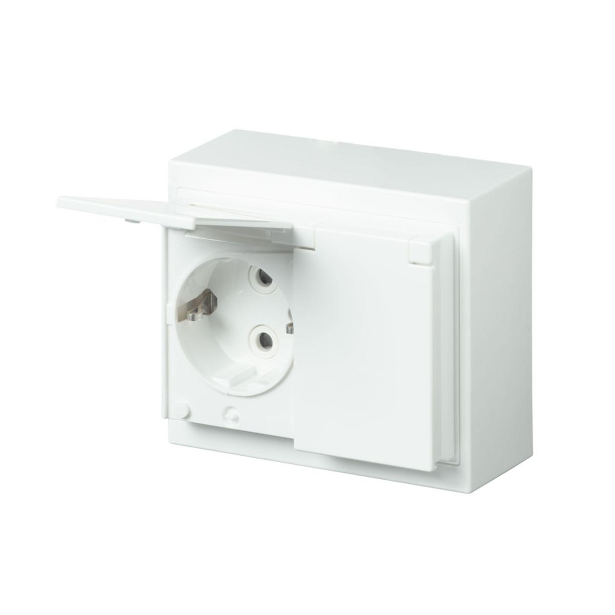 Stikkontakt ABB Impressivo dobbel påvegg m/Lokk - IMPRESSIVO PÅV DBL STIKK IP44  IMPRESSIVO® PÅVEGG DOBBEL STIK