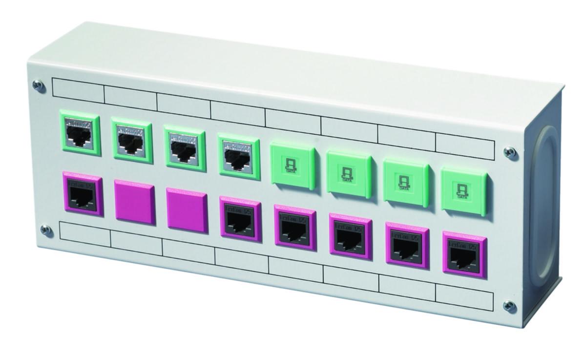 Patcheboks Schneider Actassi 2 rader 16 porter - Patchboks 16 Port Ral 9010 