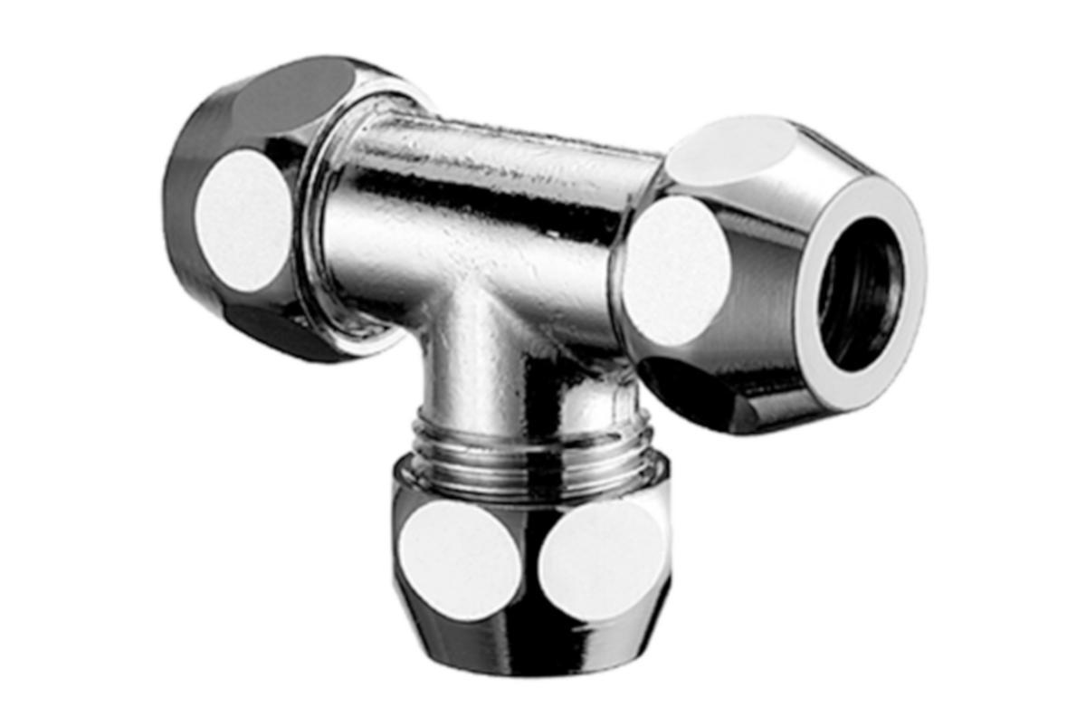 T-rør m/3 kuplinger Schell 6455 - 10 mm T-rør med 3-kuplinger SCHELL 6455