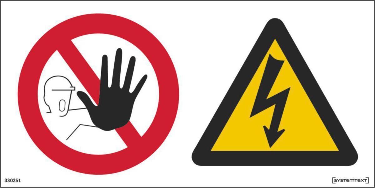 Skilt Systemtext "Adgang forbudt høyspenning/livsfare" - Skilt Adgang forb høysp/livsf Systemtext 300x150mm Alu