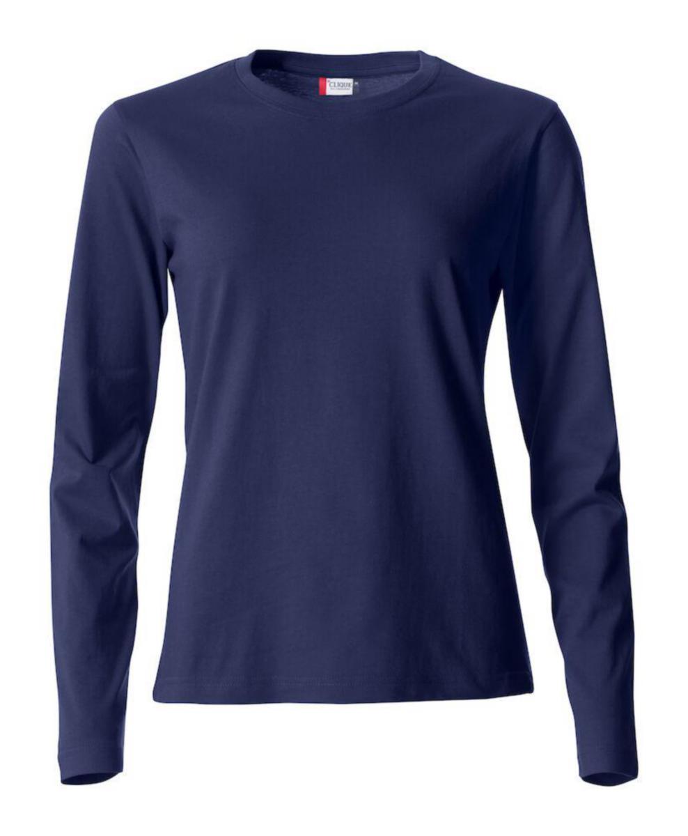 T-skjorte langermet Clique™ Basic dame - T-skjorte l.erm dame Clique Basic-T mørk marine str S