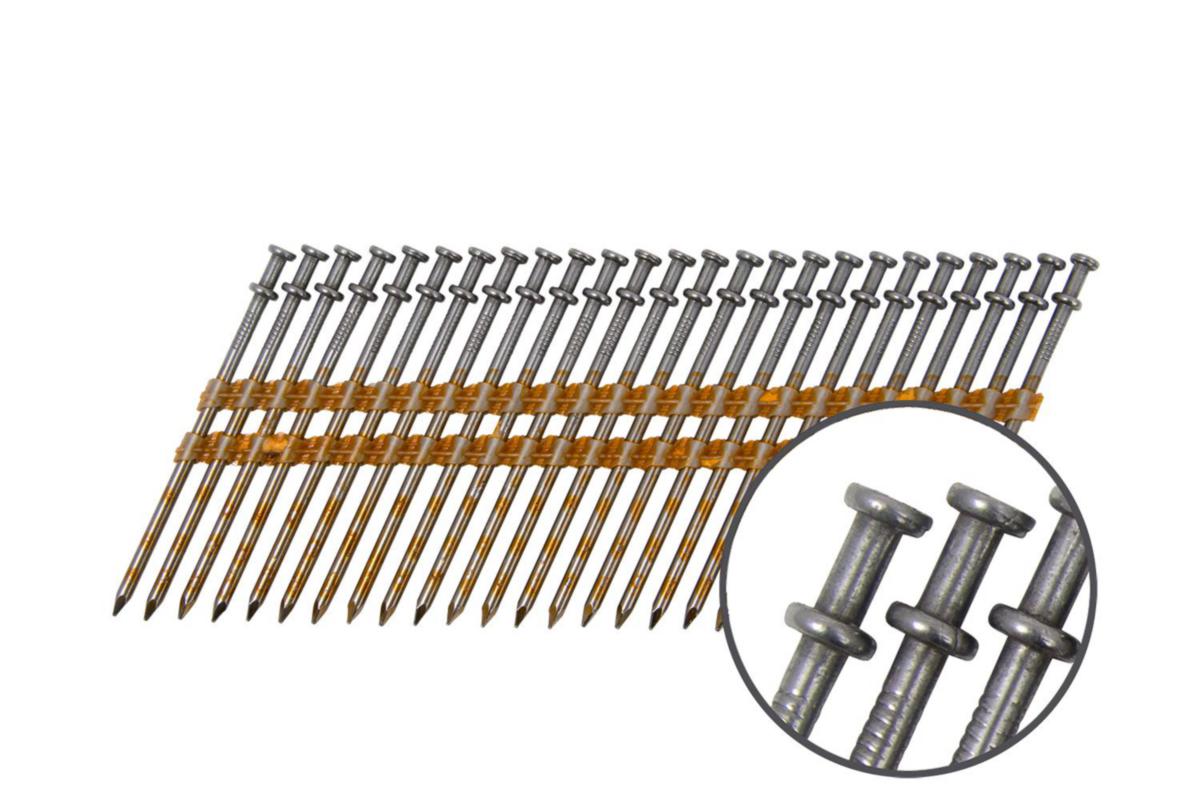 Maskinspiker dobbelhodet duplex 21º Tjep, blank - Spiker Stav 21gr. 33/75 UB DH ubehandlet dobbel hode 2000