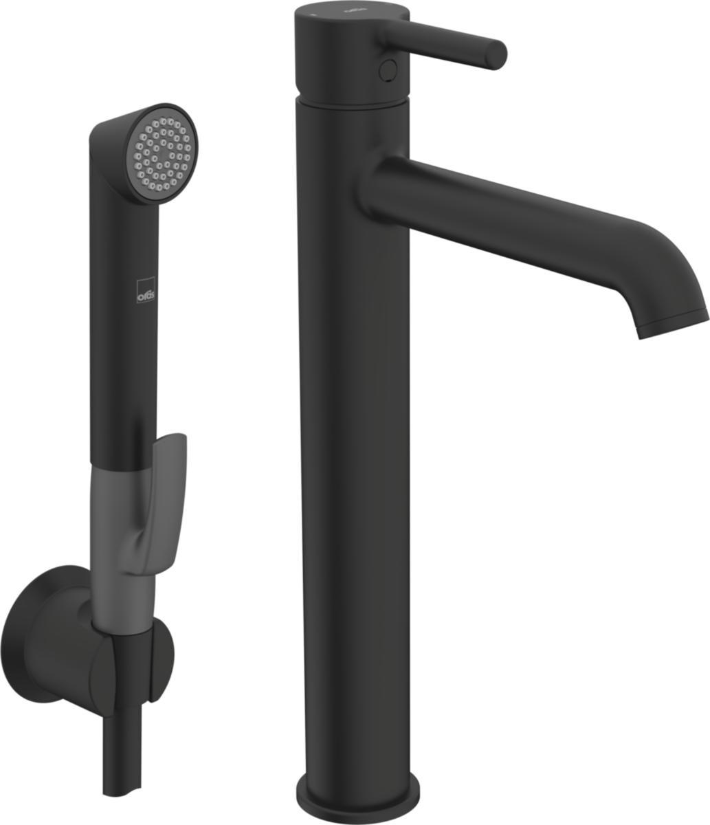 Servantbatteri høy Optima Style 2602FZ m/bidetta 6 l/min, Oras - Oras Optima Style høy serv.bat 2602FH m.svart m/bidetta