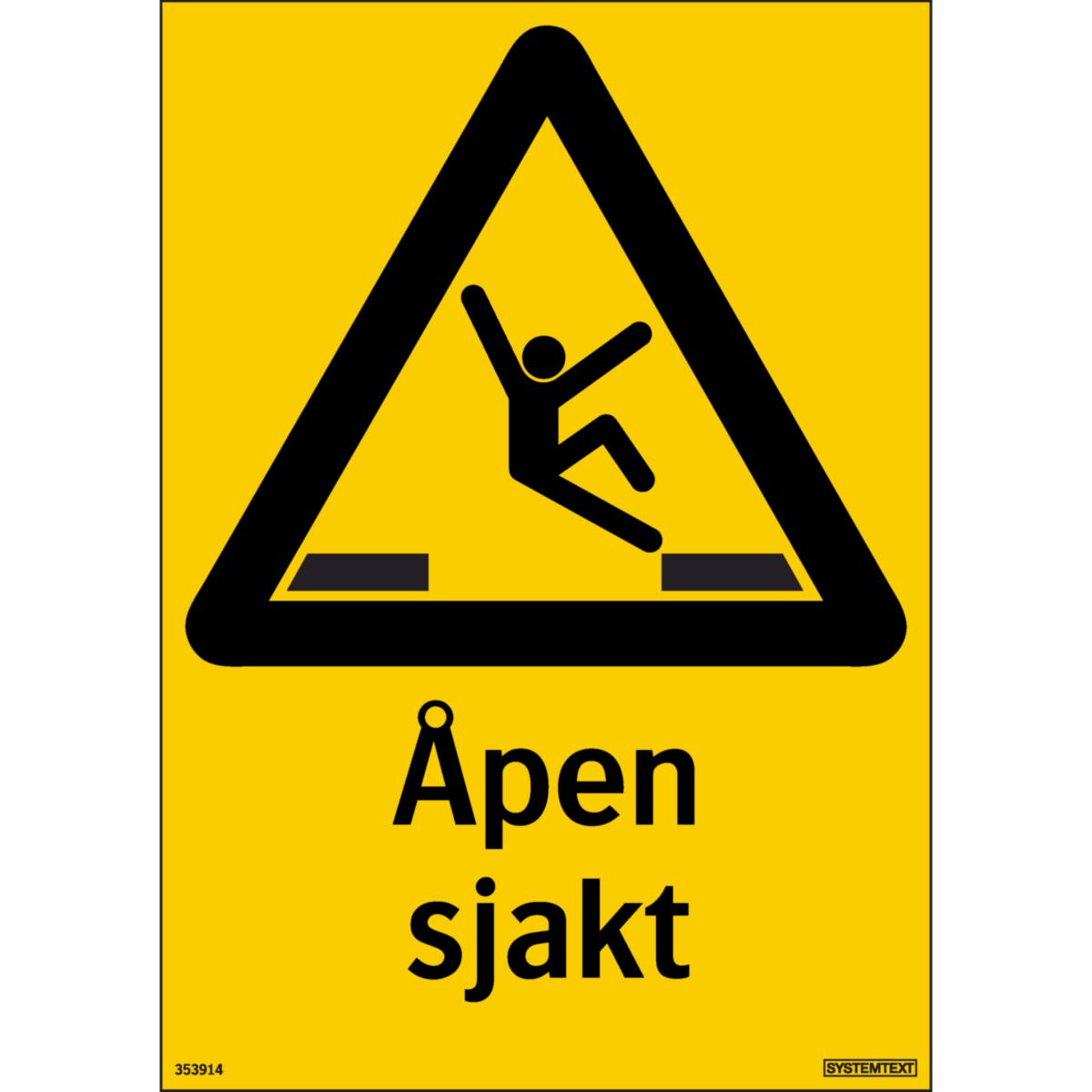 Skilt Systemtext "Åpen sjakt" - Skilt Åpen sjakt Systemtext 210x297 mm Plast
