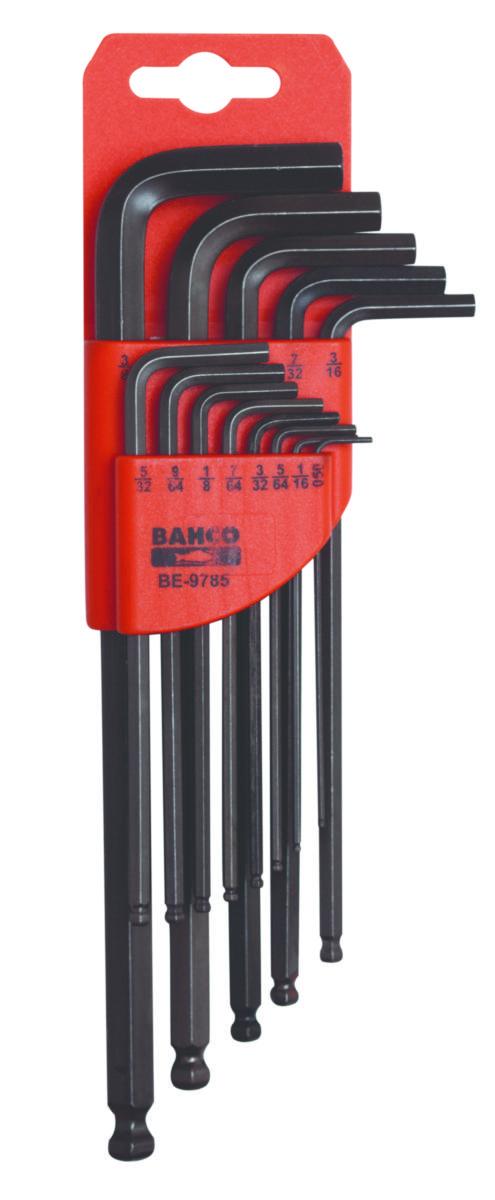 Vinkelnøkkelsett Belzer be9785 0,05-3/8 kul Sekskant - L-sekskantnøkkelsett BE-9785 Bahco 13 stk lange kule tommer