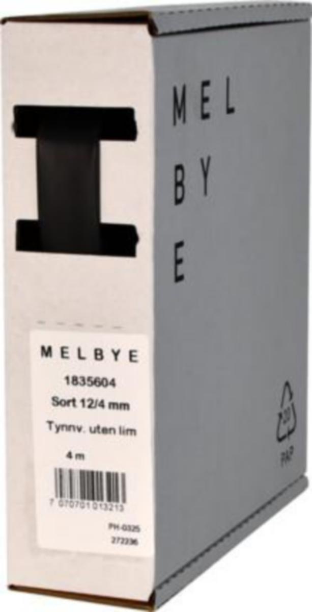 Krympeslange Melbye Tynnvegget, uten lim, svart, i spoleboks - CPX300 krympesl.sort 12.0-4.0m 1 boks=4m