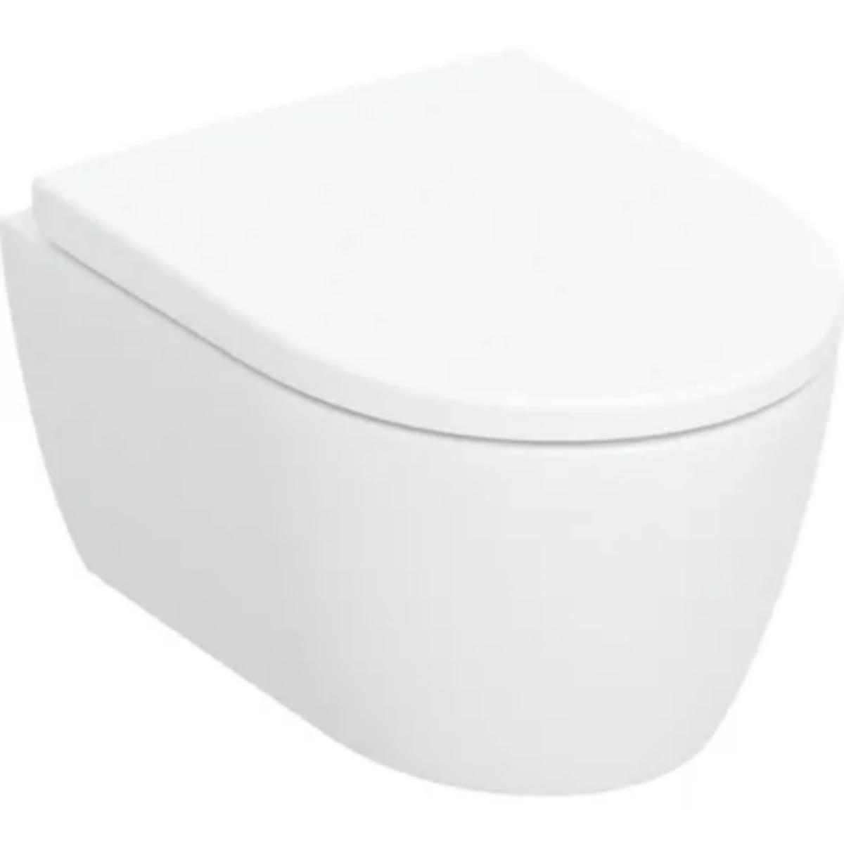 Veggskål iCon kompakt (D=49cm) med sete EFF3-montering, Geberit - Geberit iCon veggskål m/sete hvit D=49 Rimfree SC/QR EFF3