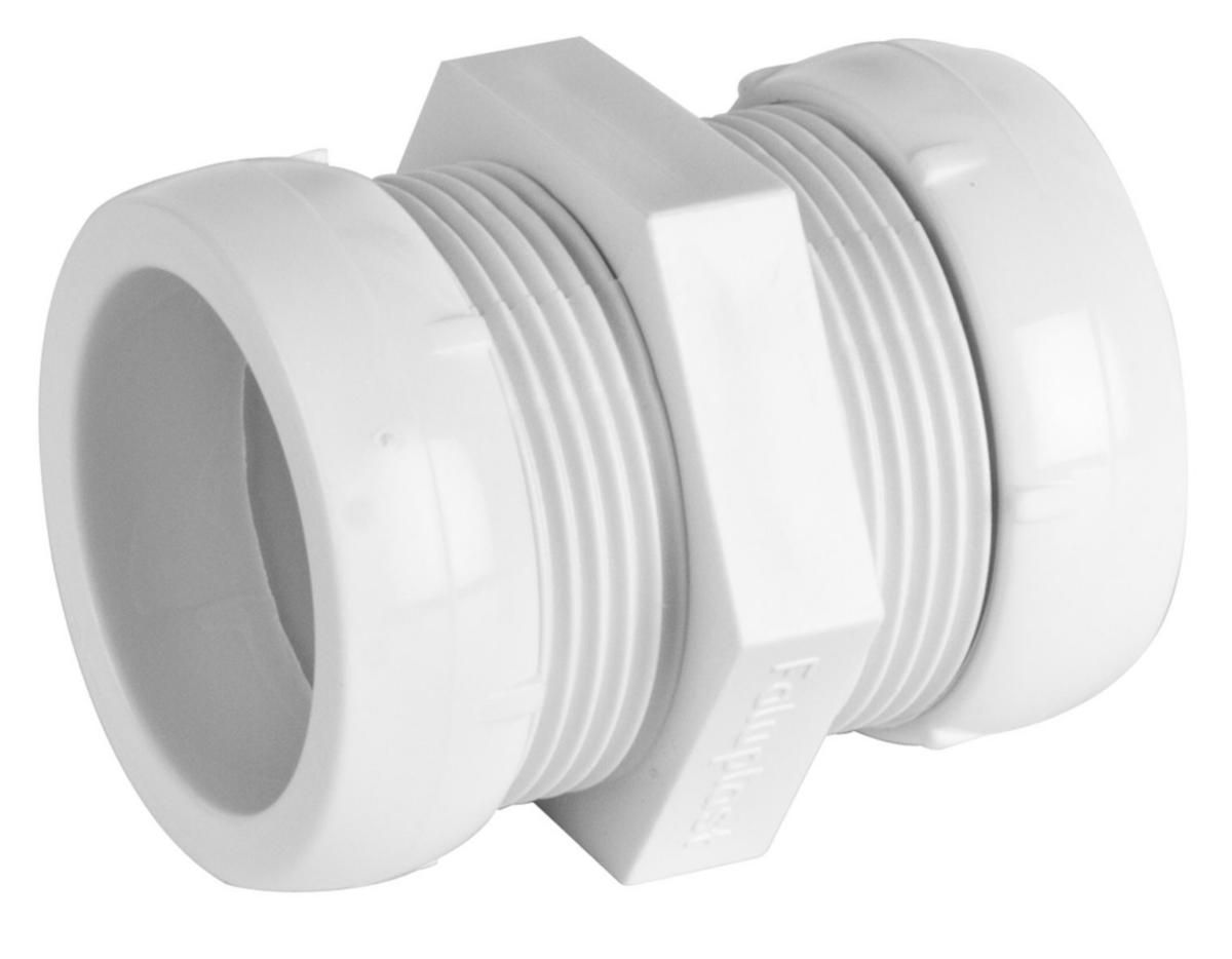 Skjøtemuffe hvit, kon/mutter, Faluplast - 40 x 40 mm union m/2 kpl. hvit 76100