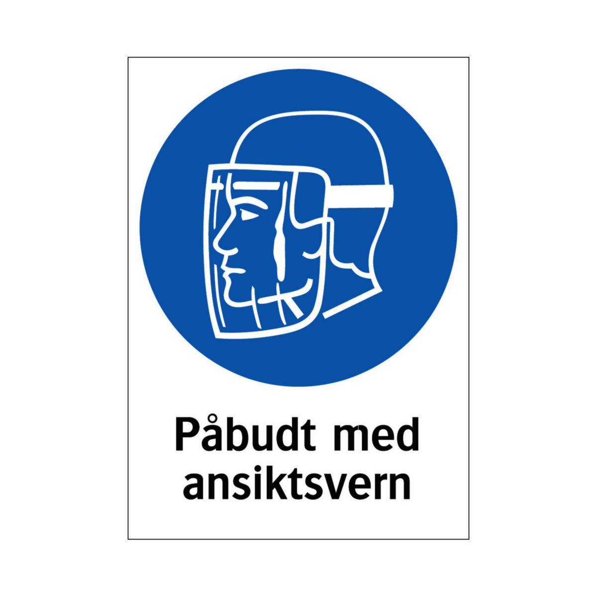 Skilt Systemtext "Påbudt med ansiktsvern" - Skilt Påbud med ansiktsvern Systemtext 210x297mm HP