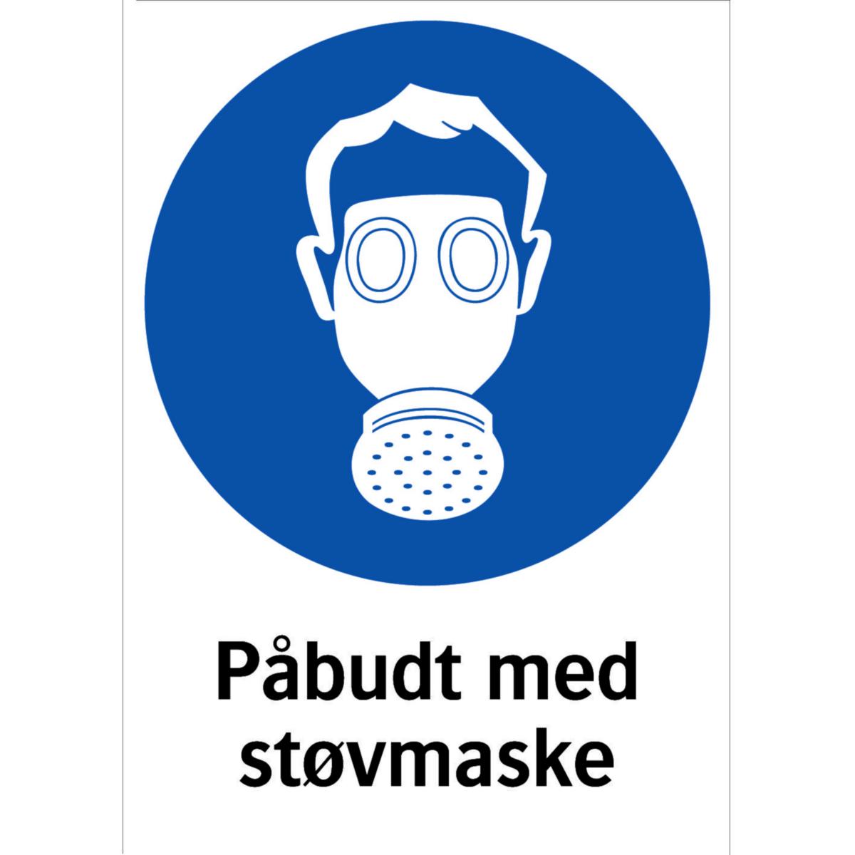 Skilt Systemtext "Påbudt med støvmaske" - Skilt Påbudt med støvmaske Systemtext 210x297mm HP