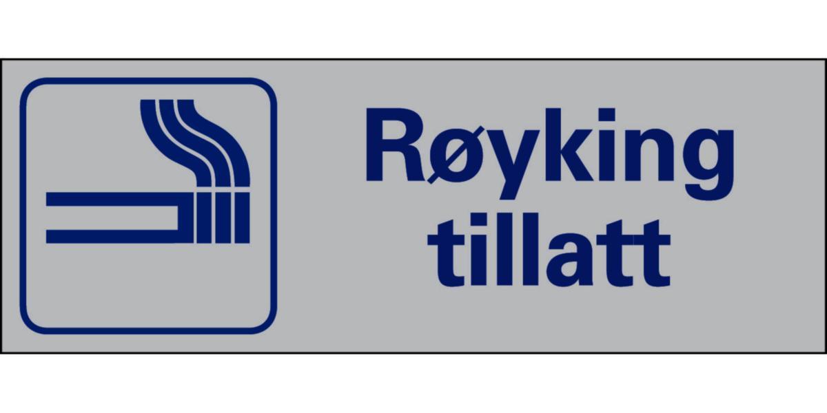 Skilt Systemtext "Røyking tillatt" - Skilt Røyking tillatt Systemtext 225x80mm Alu