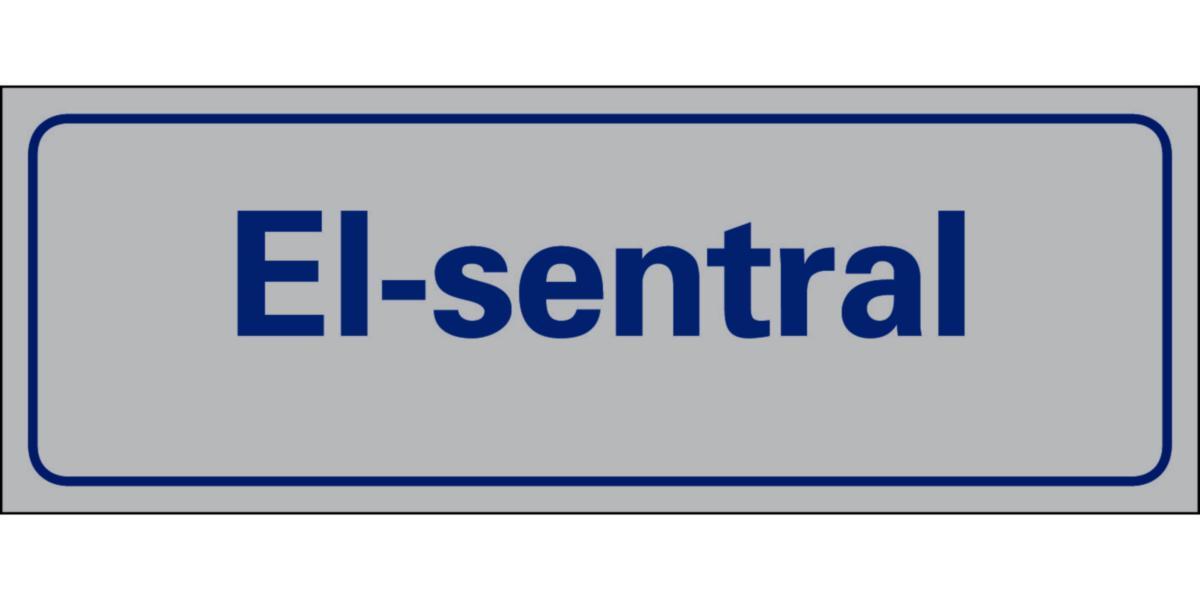 Skilt Systemtext "El-sentral" - Skilt El-sentral Systemtext 225x80mm Alu