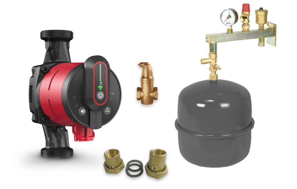 Varmepakke med Alpha2-25-60, Grundfos - Grundfos Varmepakke kompl. f/ 0-230m2 gulvvarme
